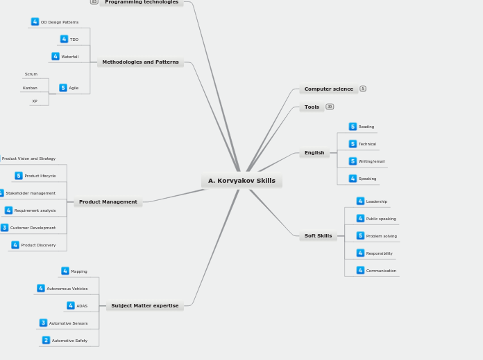 A. Korvyakov Skills - Mind Map