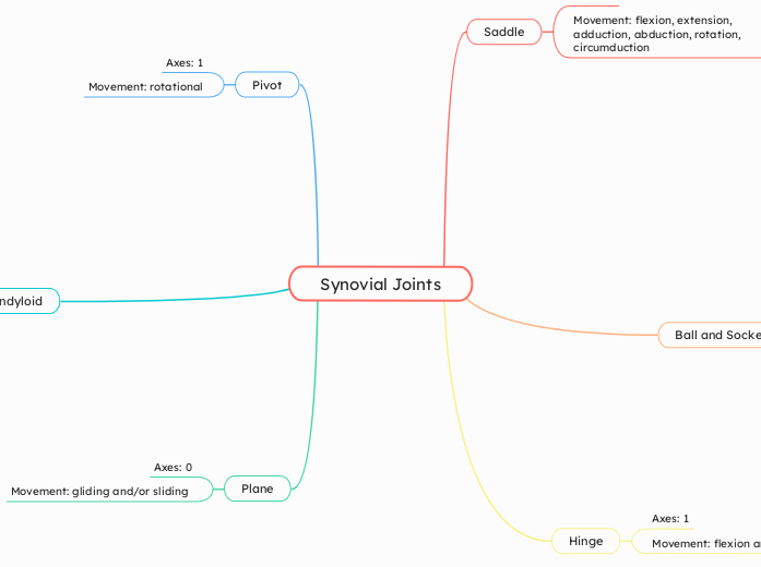 Synovial Joints | Mindomo Mind Map