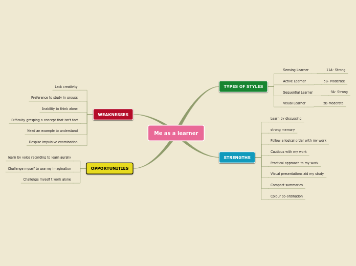 Me as a learner - Mind Map