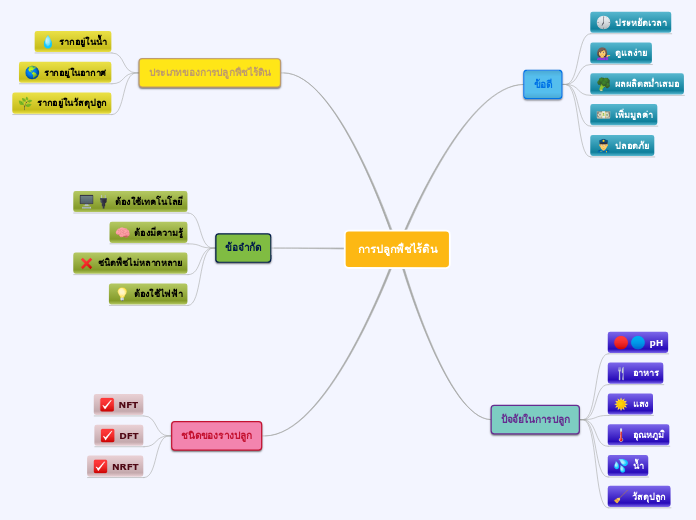 การปลูกพืชไร้ดิน - Mind Map