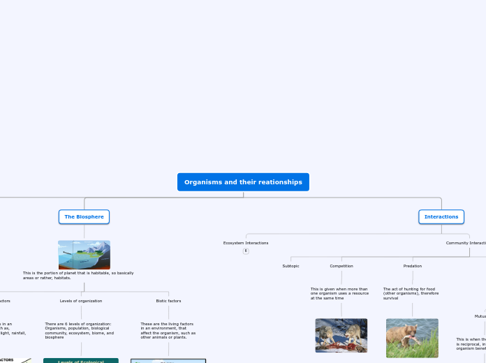 Organisms and their reationships - Mind Map