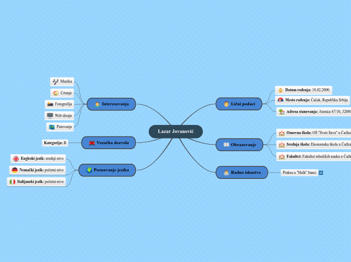Lazar Jovanović - Mind Map