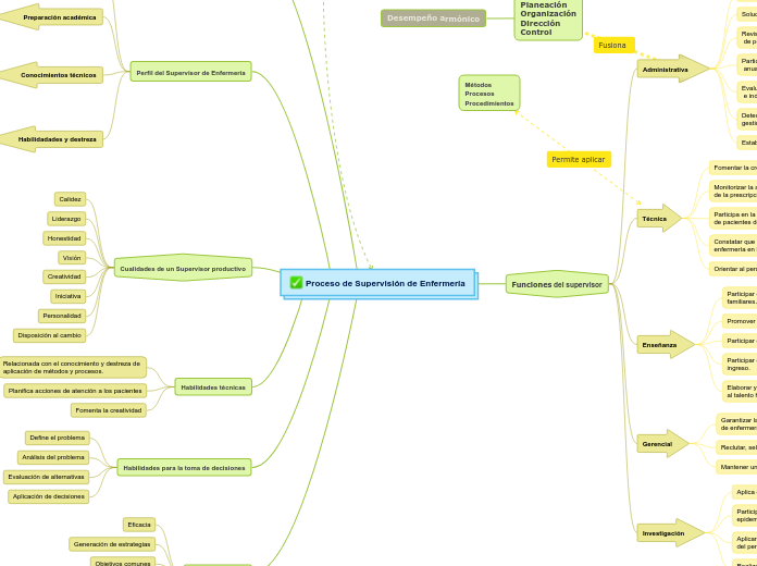 Proceso de Supervisión de Enfermería - Mapa Mental