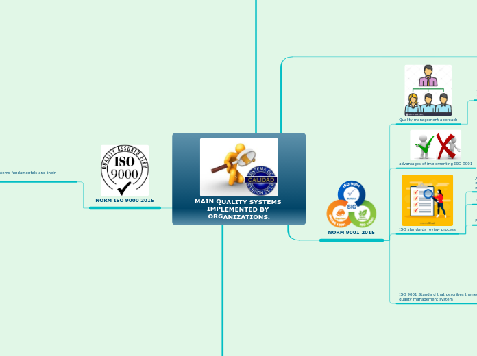 MAIN QUALITY SYSTEMS IMPLEMENTED BY ORGANI...- Mind Map