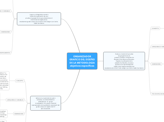 ORGANIZADOR GRAFICO DEL DISEÑO DE LA METODOLOGIA objetivos específicos