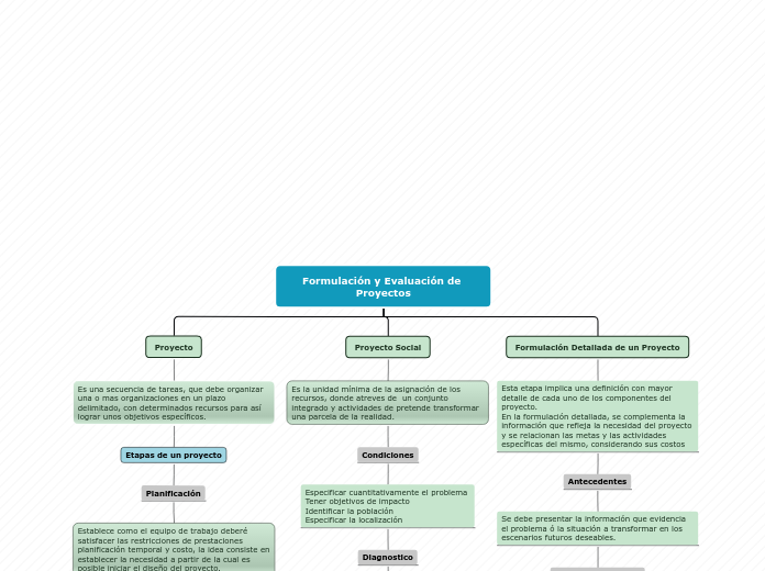 Formulaciòn y Evaluaciòn de proyectos - Mind Map