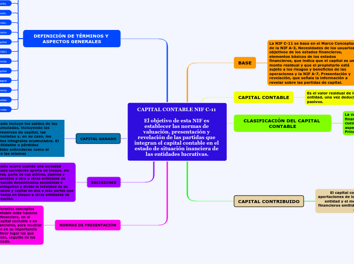 CAPITAL CONTABLE NIF C-11 El objetivo de...- Mind Map