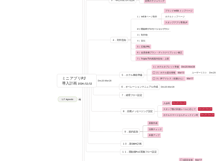 ミニアプリPJ
導入計画 2024/12/12 - マインドマップ