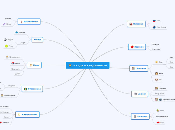 ЈА САДА И У БУДУЋНОСТИ - Mind Map