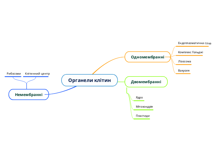 Органели клітин - Mind Map