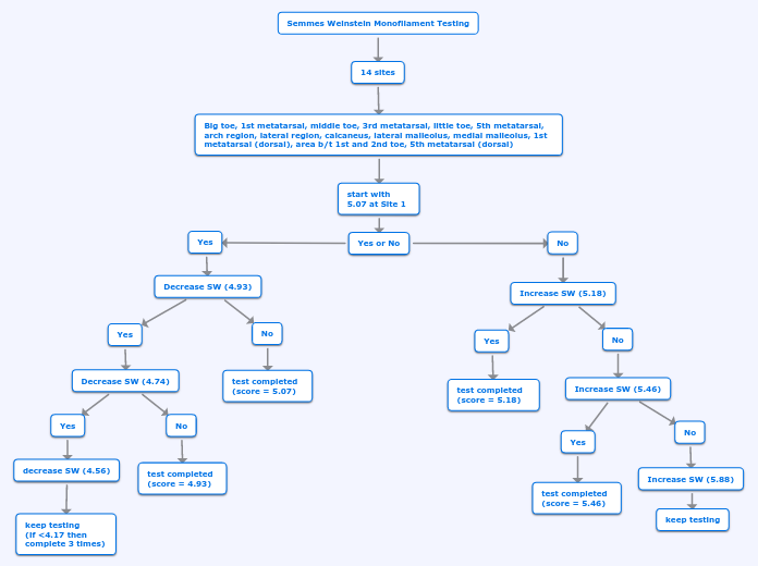 Semmes Weinstein Monofilament Testing - Mind Map