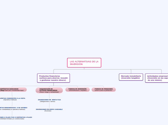 LAS ALTERNATIVAS DE LA
INVERSIÓN - Mapa Mental