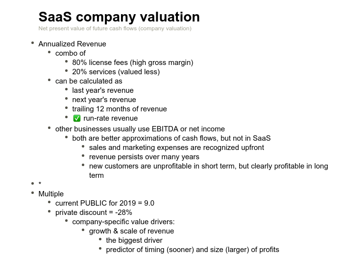 SaaS company valuation - Mind Map