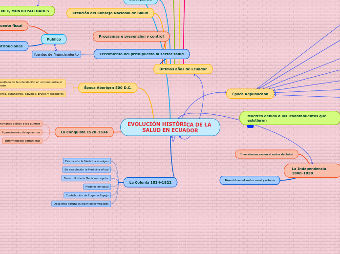 EVOLUCIÓN HISTÓRICA DE LA SALUD EN ECUA...- Mapa Mental