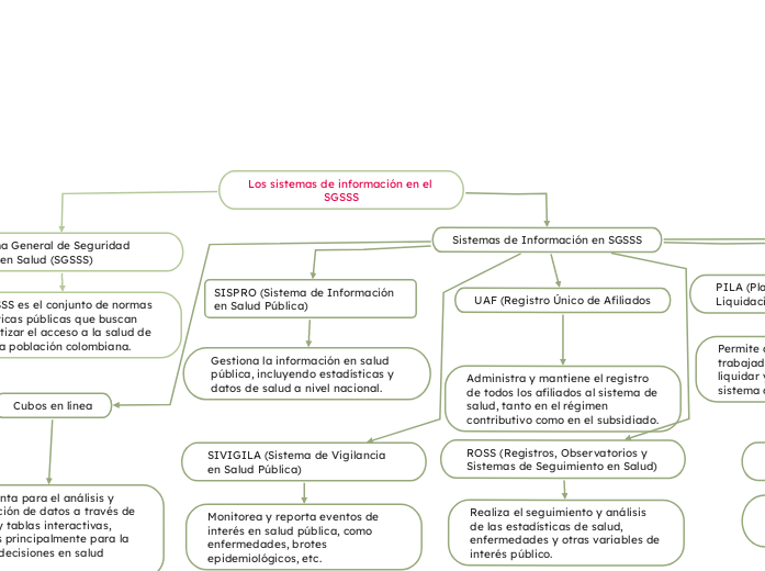 Los sistemas de información en el SGSSS - Mapa Mental