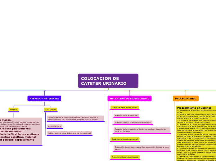 COLOCACION DE CATETER URINARIO - Mapa Mental
