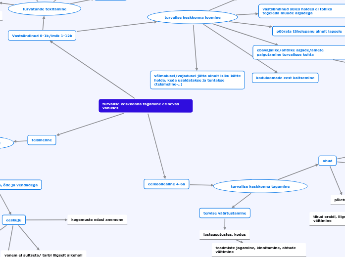 turvalise keskkonna tagamine erinevas vanu...- Mind Map