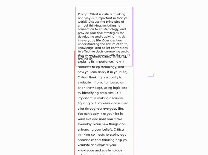 Thesis: (Defines critical thinking, explai...- Mind Map
