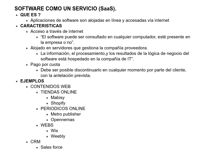 SOFTWARE COMO UN SERVICIO (SaaS). - Mapa Mental