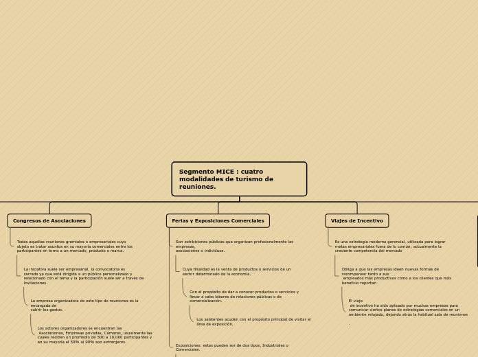 Segmento MICE : cuatro modalidades de t...- Mapa Mental