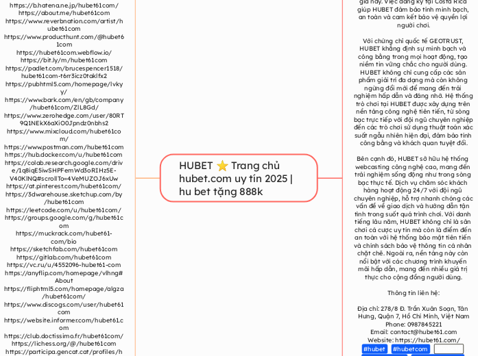 HUBET ⭐️ Trang chủ hubet.com uy tín 2025 | ...- Mindmap