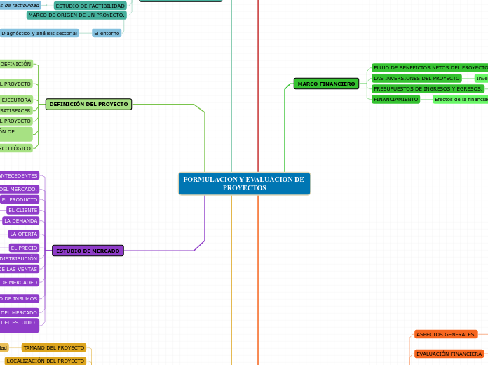 FORMULACION Y EVALUACION DE PROYECTOS - Mind Map