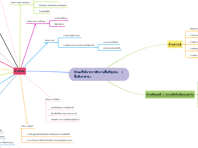 ทักษะที่ได้จากการฝึกงานพื้นที่ชุมชน      (...- Mind Map