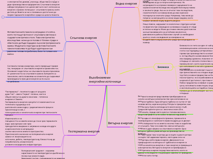 Възобновяеми  енергийни източници - Mind Map