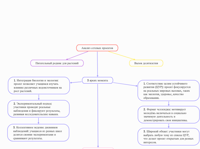 Анализ сетевых проектов - Мыслительная карта