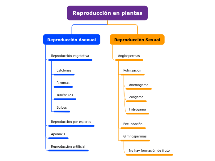 Reproducción en plantas - Mapa Mental
