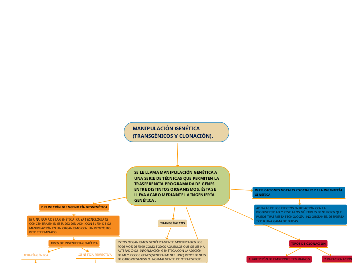 MANIPULACIÓN GENÉTICA (TRANSGÉNICOS Y C...- Mapa Mental