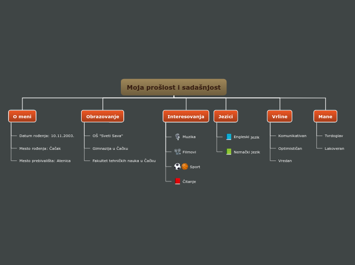 Moja prošlost i sadašnjost Mind Map