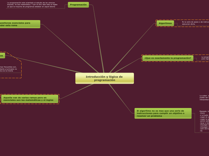 Introducción y lógica de programación - Mapa Mental