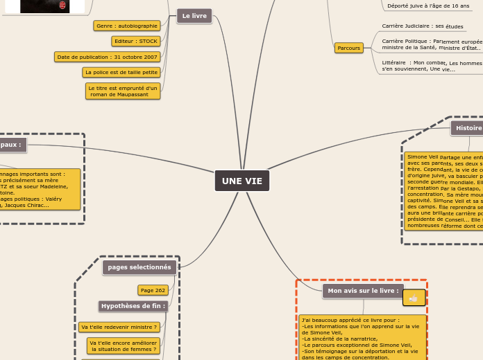 UNE VIE - Carte Mentale