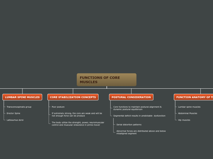FUNCTIONS OF CORE MUSCLES - Mind Map
