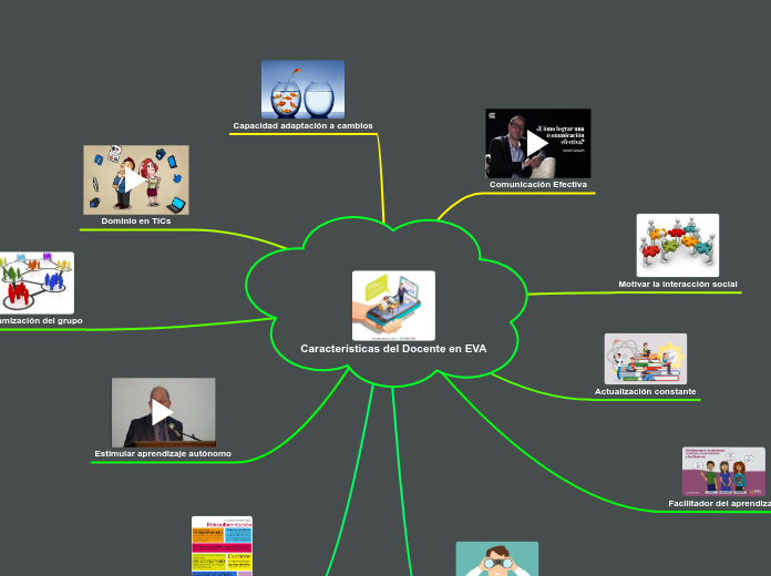 Características del Docente en EVA - Mind Map