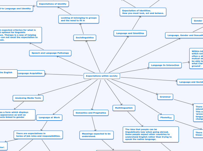 Expectations within society - Mind Map