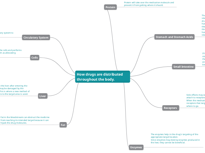 How drugs are distributed throughout the b...- Mind Map