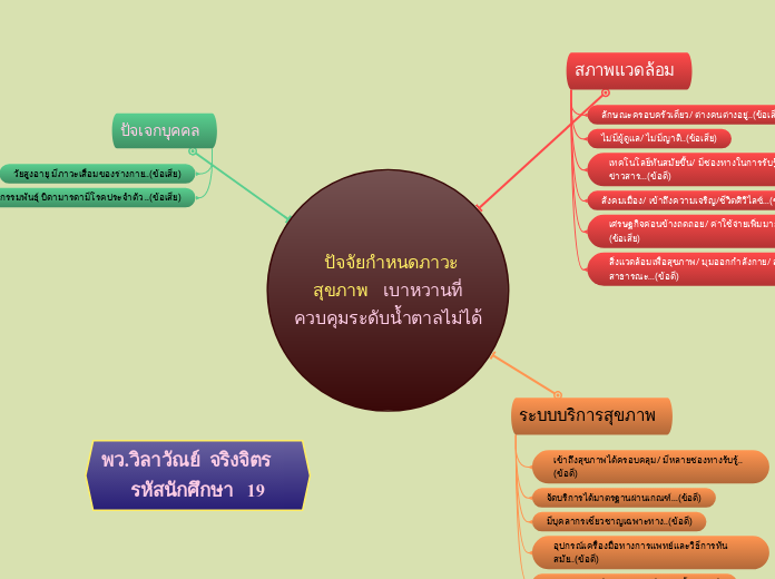   ปัจจัยกำหนดภาวะสุขภาพ    เบาหวานที่ควบคุ...- Mind Map