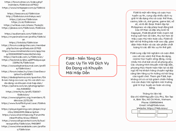 F168 - Nền Tảng Cá Cược Uy Tín Với Dịch...- Mapa Mental