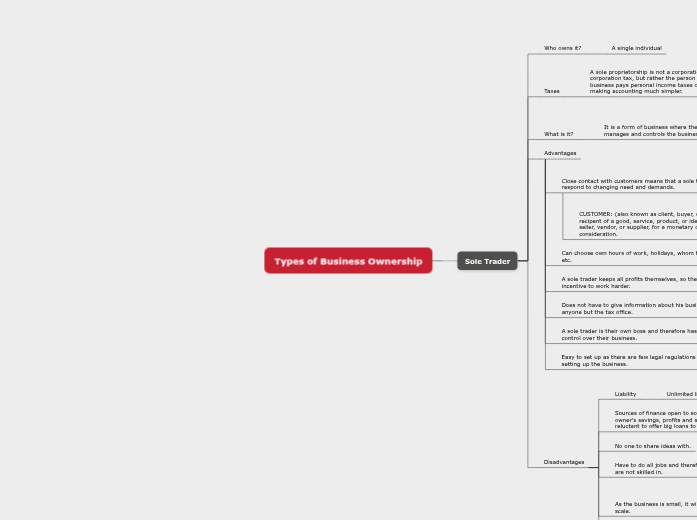 Types Of Business Ownership Mind Map