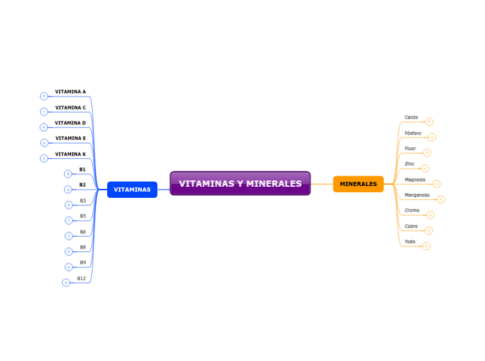 VITAMINAS Y MINERALES Mindmap Voorbeeld