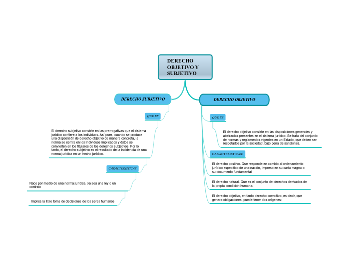 DERECHO OBJETIVO Y SUBJETIVO Mapa Mental