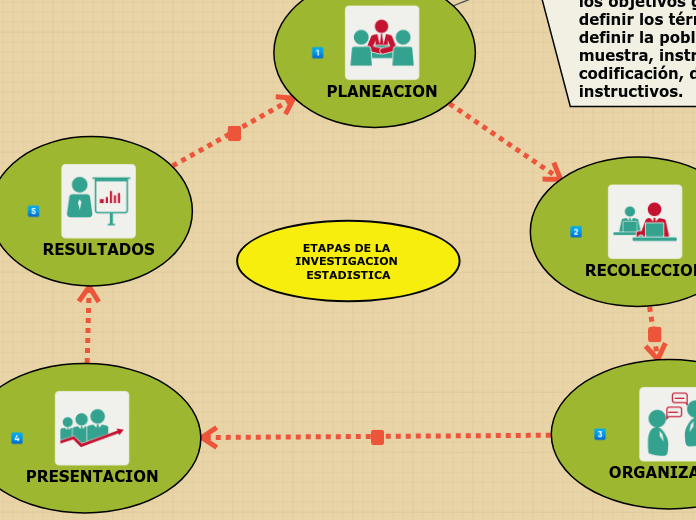 ETAPAS DE LA INVESTIGACION ESTADISTICA Mapa Mental