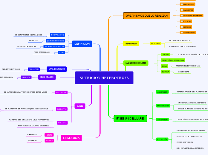 NUTRICION HETEROTROFA Mapa Mental