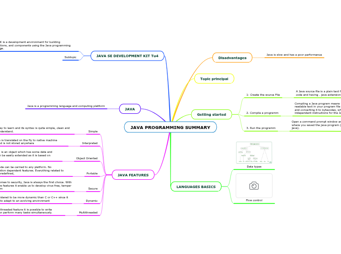 JAVA PROGRAMMING SUMMARY - Mindmap - Voorbeeld
